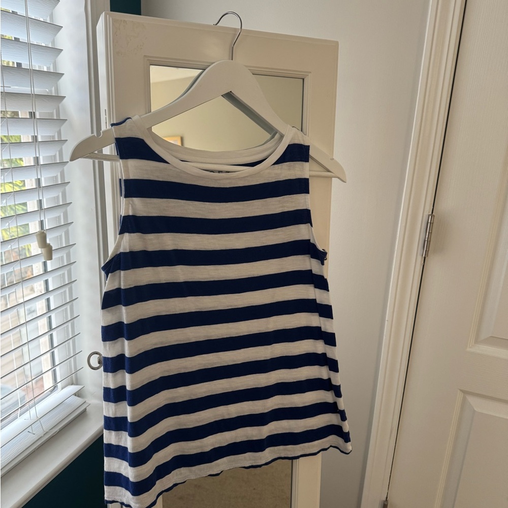 LOFT Striped Blue and White Sleeveless Top